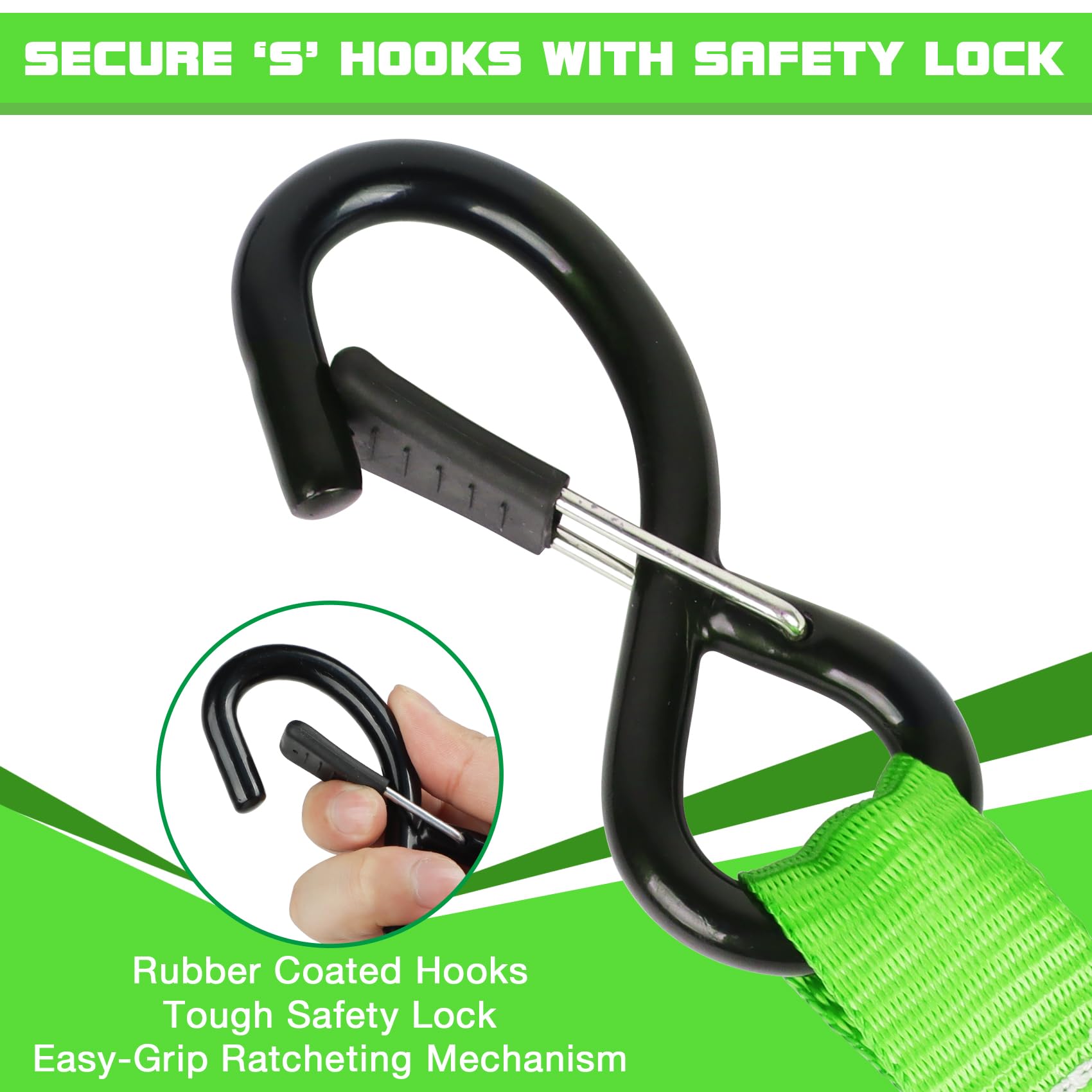 Snapklik.com : Sumpluct Ratchet Tie Down Straps 4 Pack -15 FT - 2200 LB ...