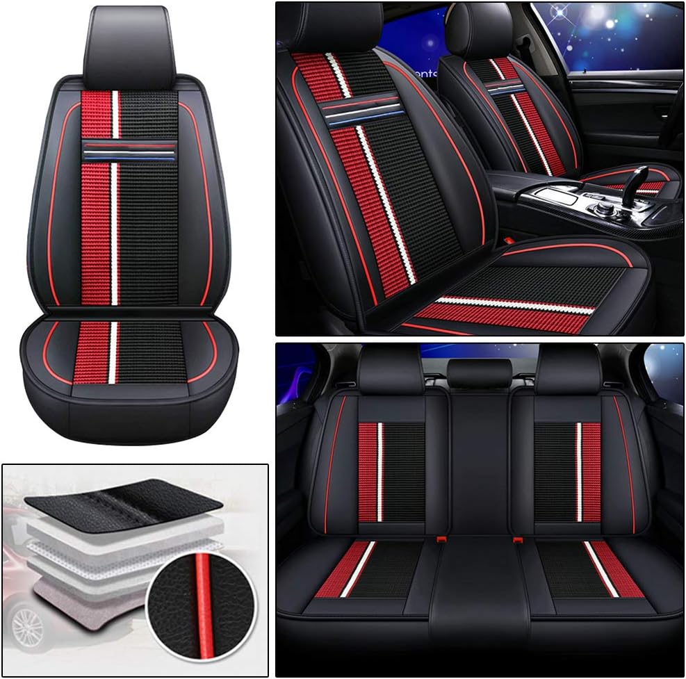 Amazon 車用シートカバー 防水 防汚 クッション カー シートカバー に適合 Peugeot プジョー 308 308cc 308sw 5008 508 軽自動車 普通車 前席 運転席 助手席 ブラック レッド 車 バイク 車 バイク