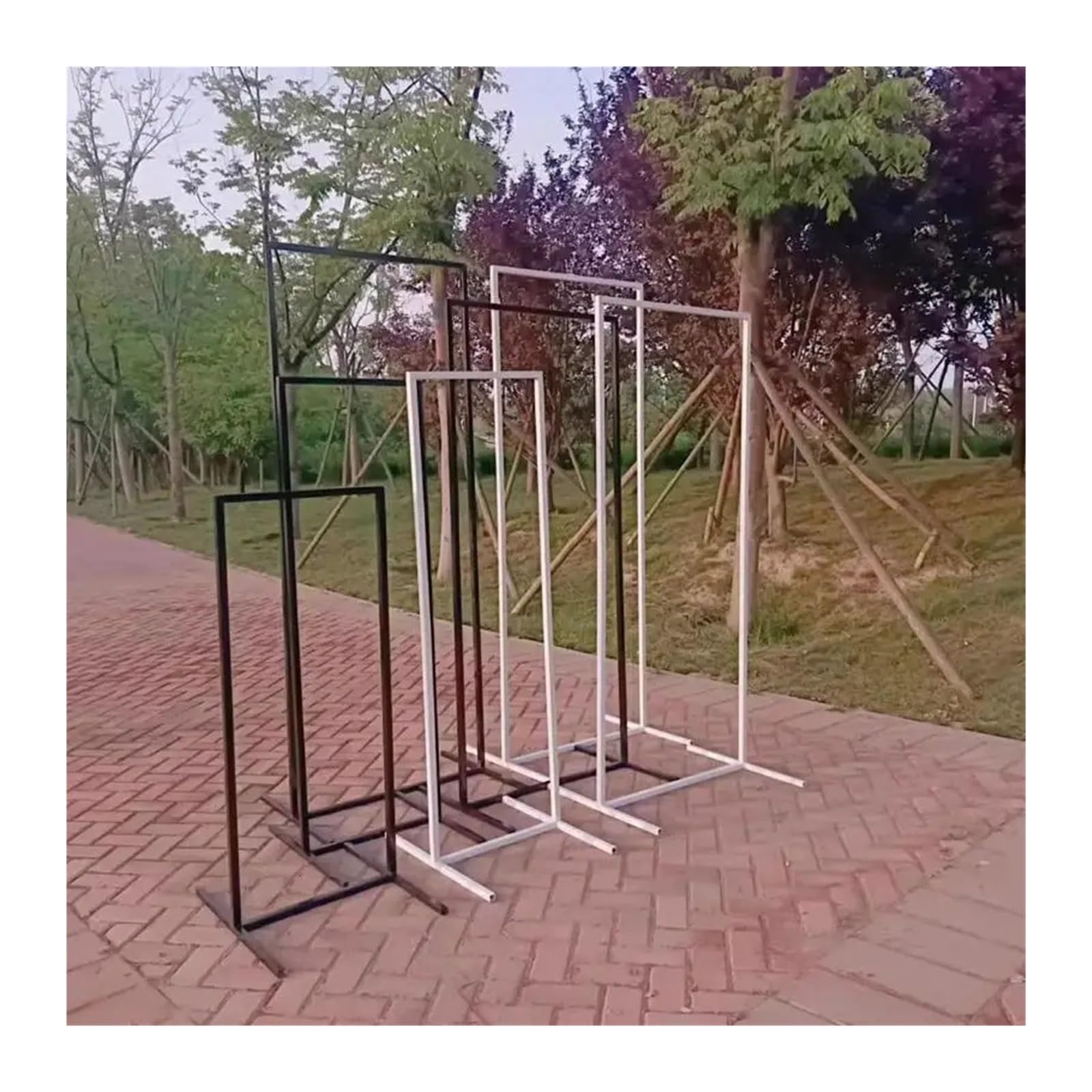 Genérico 4 Uds. Accesorios de Boda Estante de Pantalla de Hierro Marco Rectangular Arco de Flores Soporte de Cartel de Bienvenida guía de Carretera, decoración de Fondo de Escenario(White 4pcs)