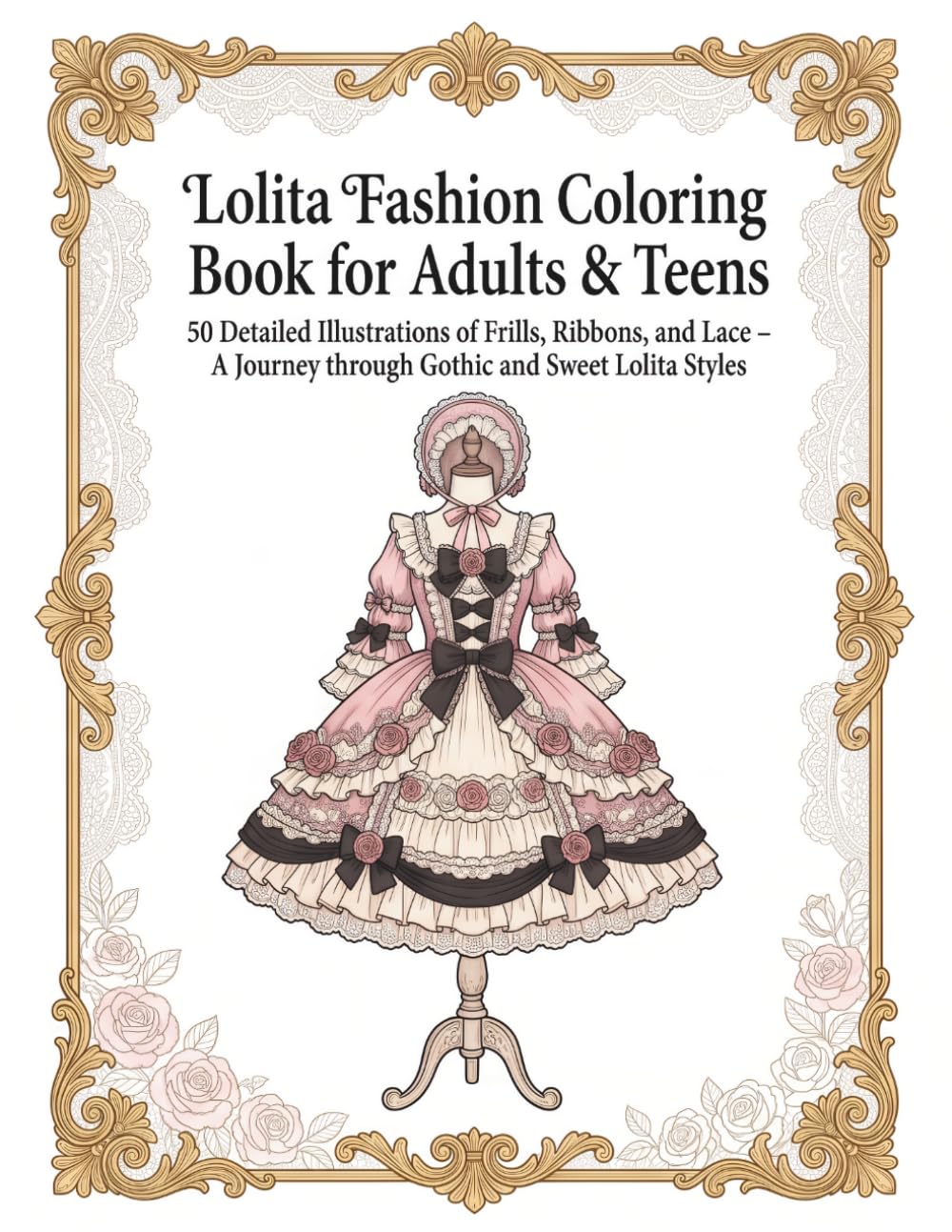 Lolita Fashion Coloring Book for Adults & Teens: 50 Detailed Illustrations of Frills, Ribbons, and Lace – A Journey through Gothic and Sweet Lolita Styles