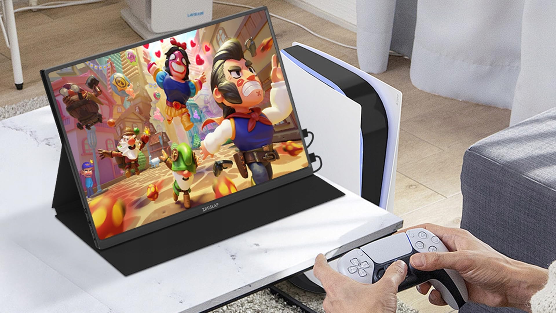 ZEUSLAP Z14 Lite Pro Monitor Przenośny Dotykowy 14" 1920x1080 IPS LCD 16:10 HDR USB-C Mini HDMI Dodatkowy Ekran do Laptopa Smartfona Konsoli Pracy Rozrywki VESA 75x75 Głośniki