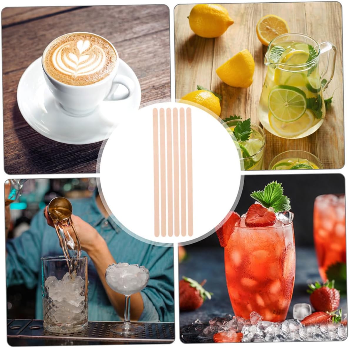500pcs Individually Wrapped Wooden Stir Sticks Disposable Coffee Mixer Stirrers Natural Material for Coffee Juice Cocktail Mixing and Hot Dog Use
