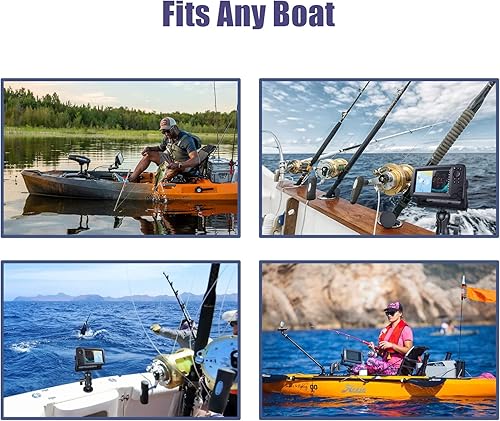 Miniatura 6 de Base de montaje para buscador de peces, soporte universal de rotación de 360, soporte electrónico de nailon y acero inoxidable para barco marino,