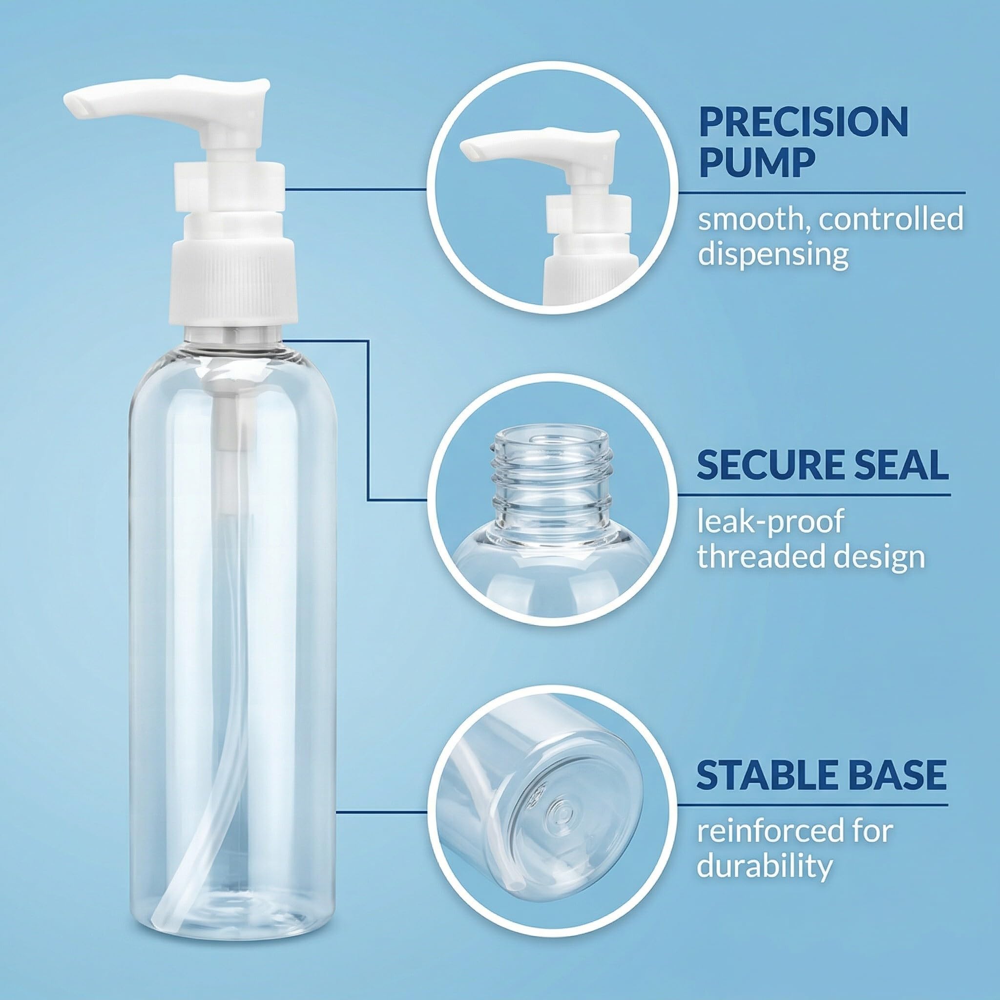4 pezzi flacone con pompa airless da 100 ml, flaconi da viaggio trasparenti riutilizzabili in plastica, erogatore a pompa vuoto da ricaricare, ideali per cosmetici, shampoo, lozione e crema