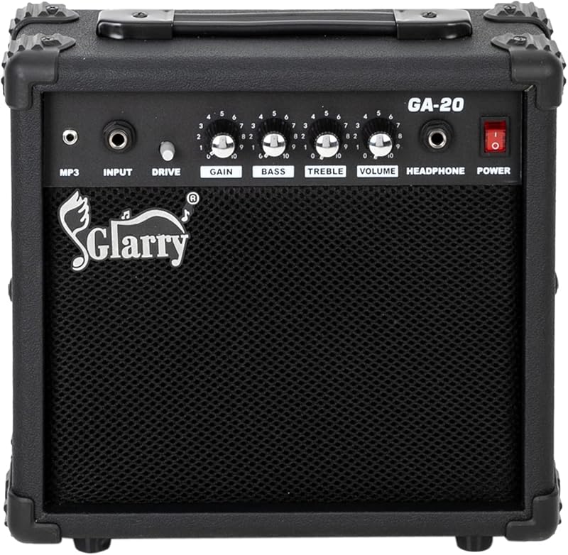 Amplificador de guitarra eléctrica, amplificador de tubo de guitarra portátil con entrada MP3 para auriculares, amplificador combinado de guitarra de práctica de 20 W, accesorios de parlante con controles de graves, volumen, agudos y medios