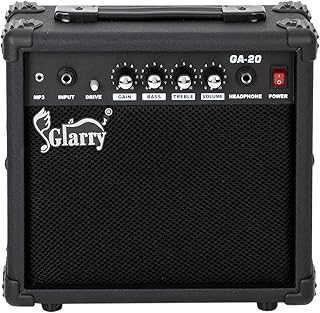GLARRY Electric Guitar Amp, Portable Guitar Tube Amp with Headphone MP3 Input, 20W Practice Guitar Combo Amplifier Speaker Accessories with Bass, Volume, Treble, and Middle Controls