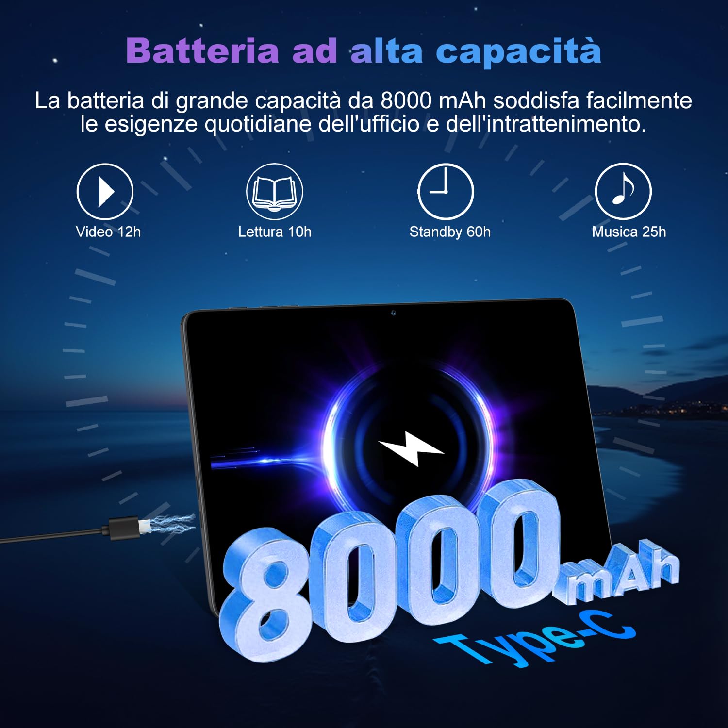 Tablet 10 Pollici Android 15 con Gemini AI, 22GB RAM + 128GB ROM+2TB Esp., Octa-Core, 5G WiFi, BT 5.0, 8000mAh, Widevine L1, Fotocamera 8/5 MP, Tastiera Mouse Custodia, Corpo in Metallo - Grigio