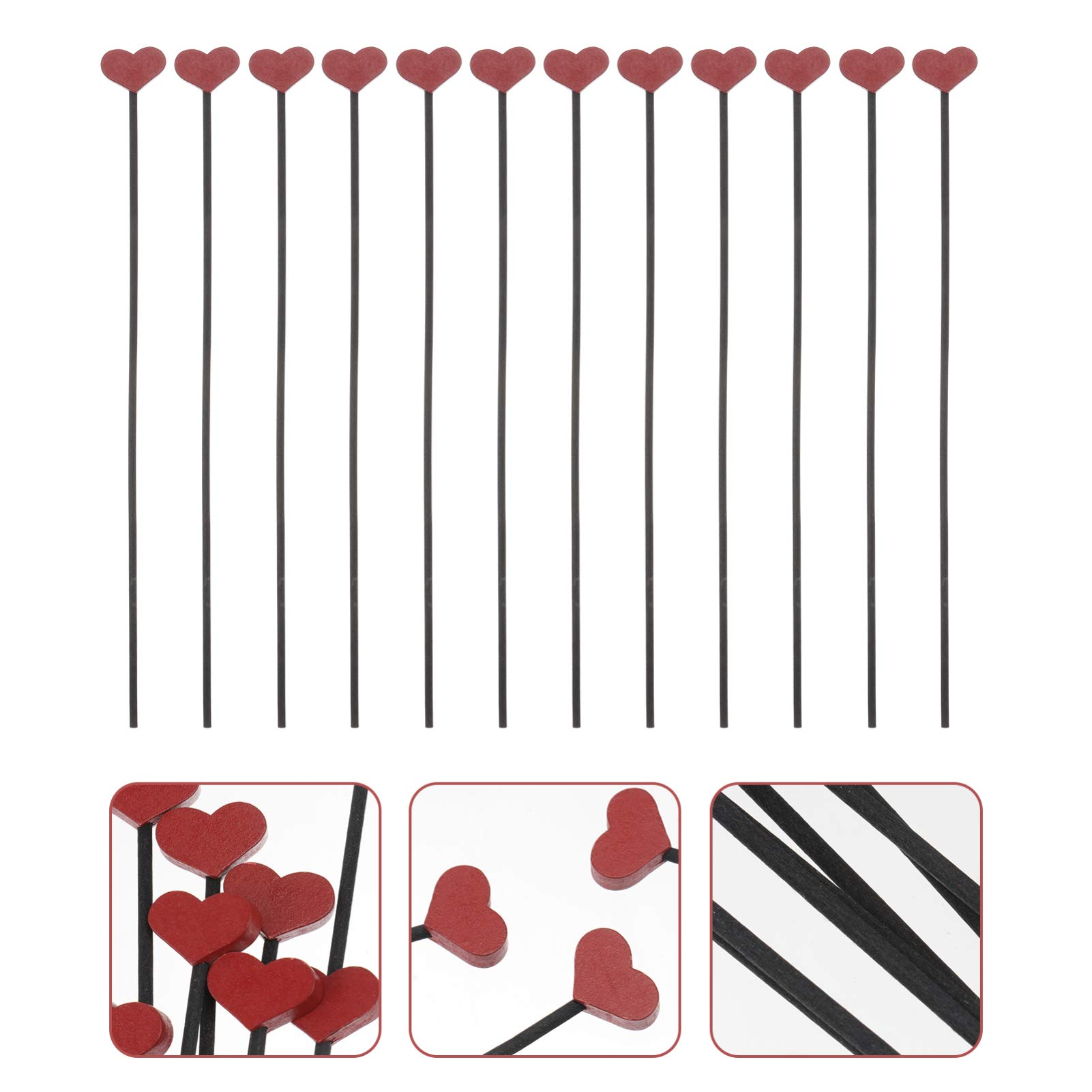 DOITOOL 12pcs Heart Shaped Diffuser Sticks Decorative Tools for Home Household Rods to Refresh Air for Living Room Kitchen