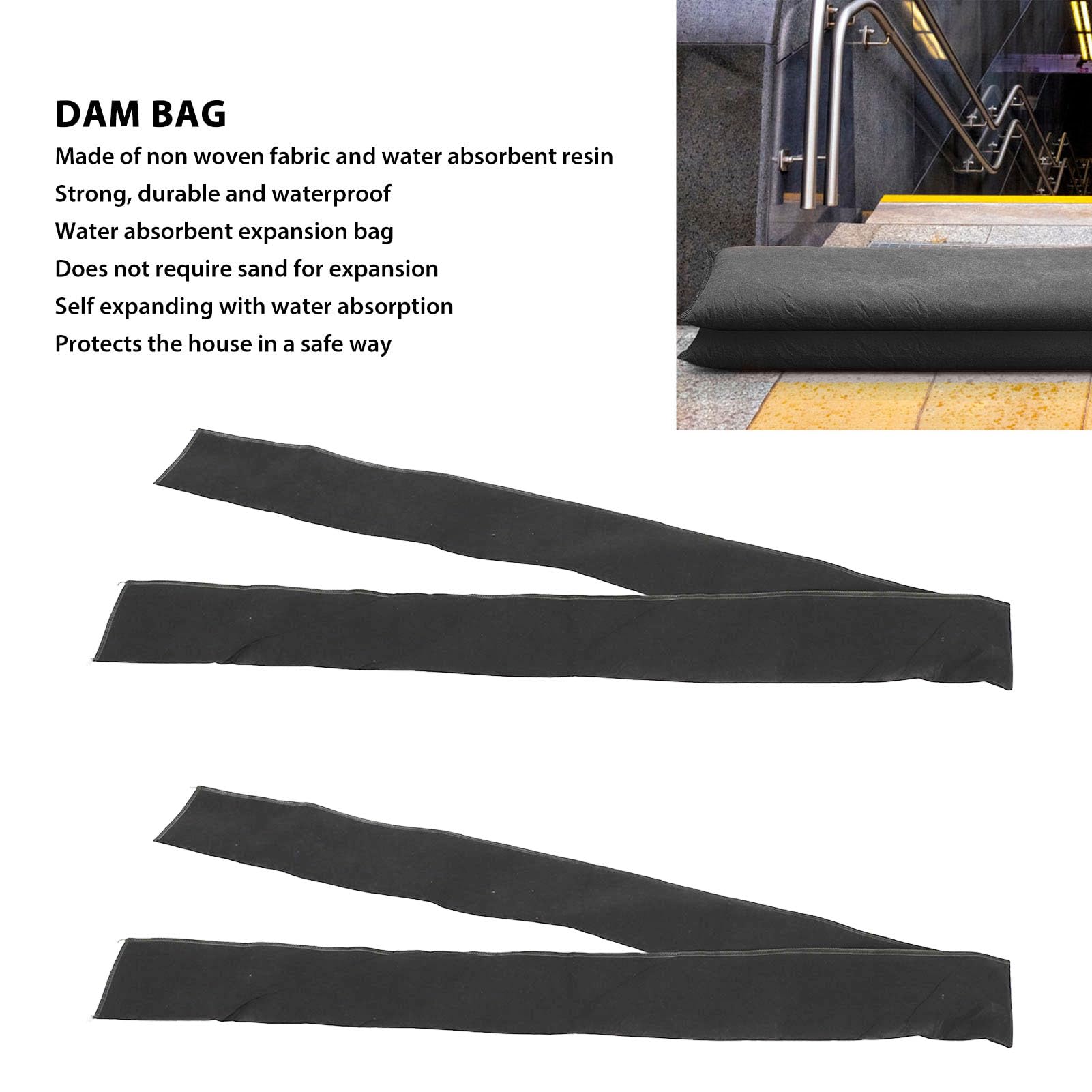 2 Piezas Barreras de Inundación Activadas por Agua 300x16cm Bolsa Presa Reutilizable Absorbente Prevención para Garaje,Sótano