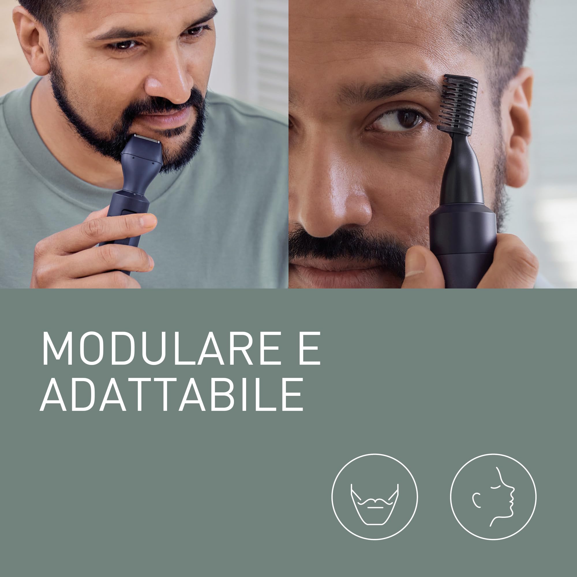 Panasonic ER-CDT1-A301 MULTISHAPE [Sistema Modulare per la Cura della Persona] Set di Accessori per Rasatura/Taglio Capelli, Regolabarba e Sopracciglia, Rasoio per Dettagli, Nero