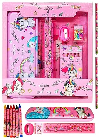 FunBlast Unicorn Stationary Kit for Girls Pencil Pen Book Eraser Sharpener - Stationary Kit Set for Girls/Birthday Gift (Multicolor)