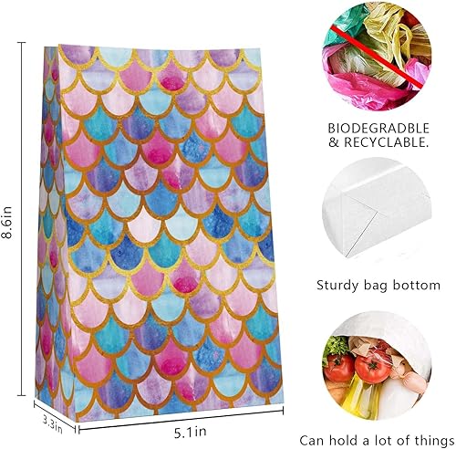 Miniatura 3 de GELYIJIX Pequeñas bolsas de regalo de papel, bonitas bolsas de regalo a granel para mujeres, hombres, fiestas, vacaciones, escamas de sirena