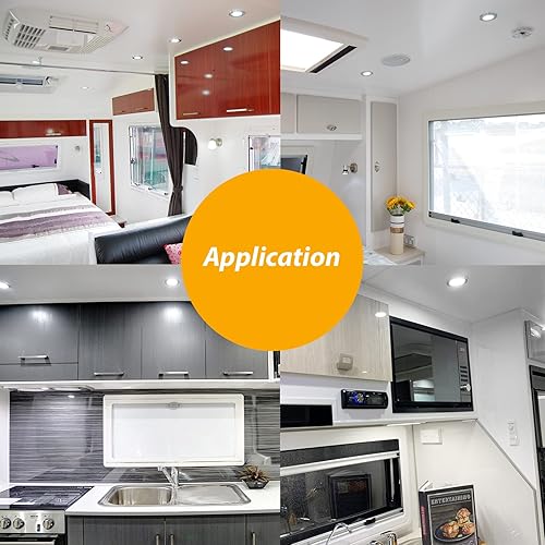 Miniatura 7 de Dream lighting Luces LED de disco empotradas para interior de RV de 12V, gabinete de cocina en el techo, iluminación blanca fría, 2.8 pulgadas,