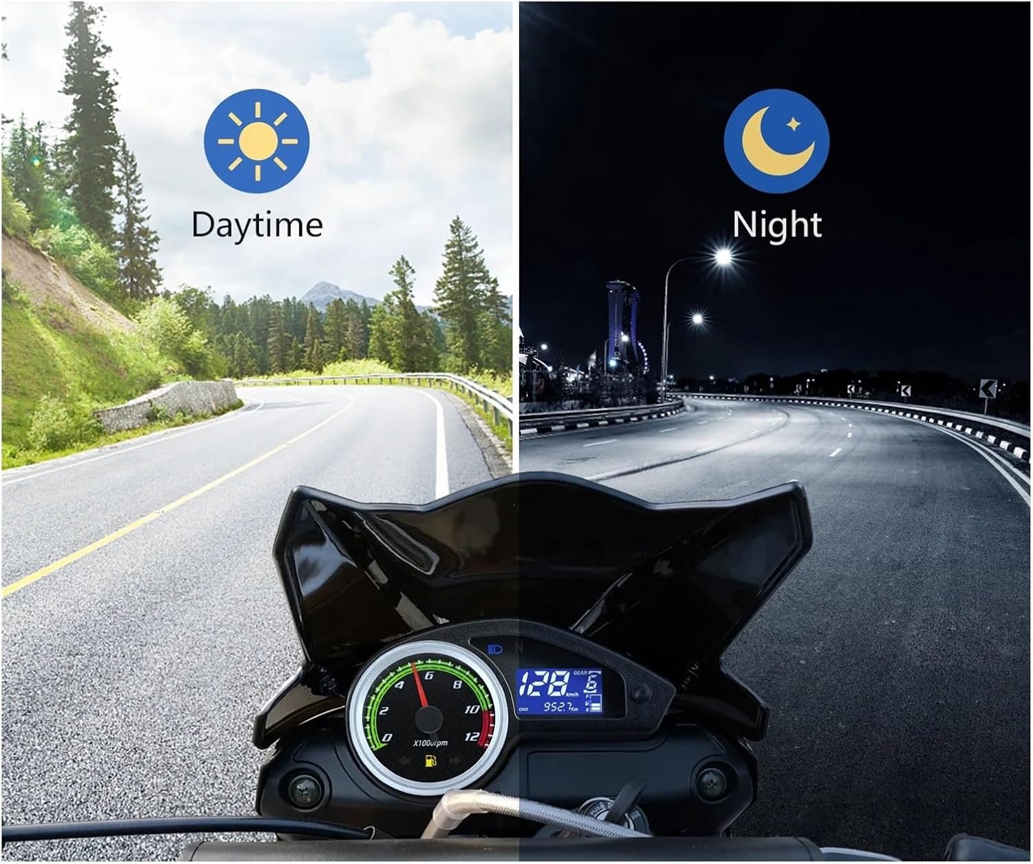 Speedometer Gauge Universal Motorcycle Speedometer Digital Dash with 12000RPM Taachometer Odometer Fuel for GY200 for All 12V Motorcycle