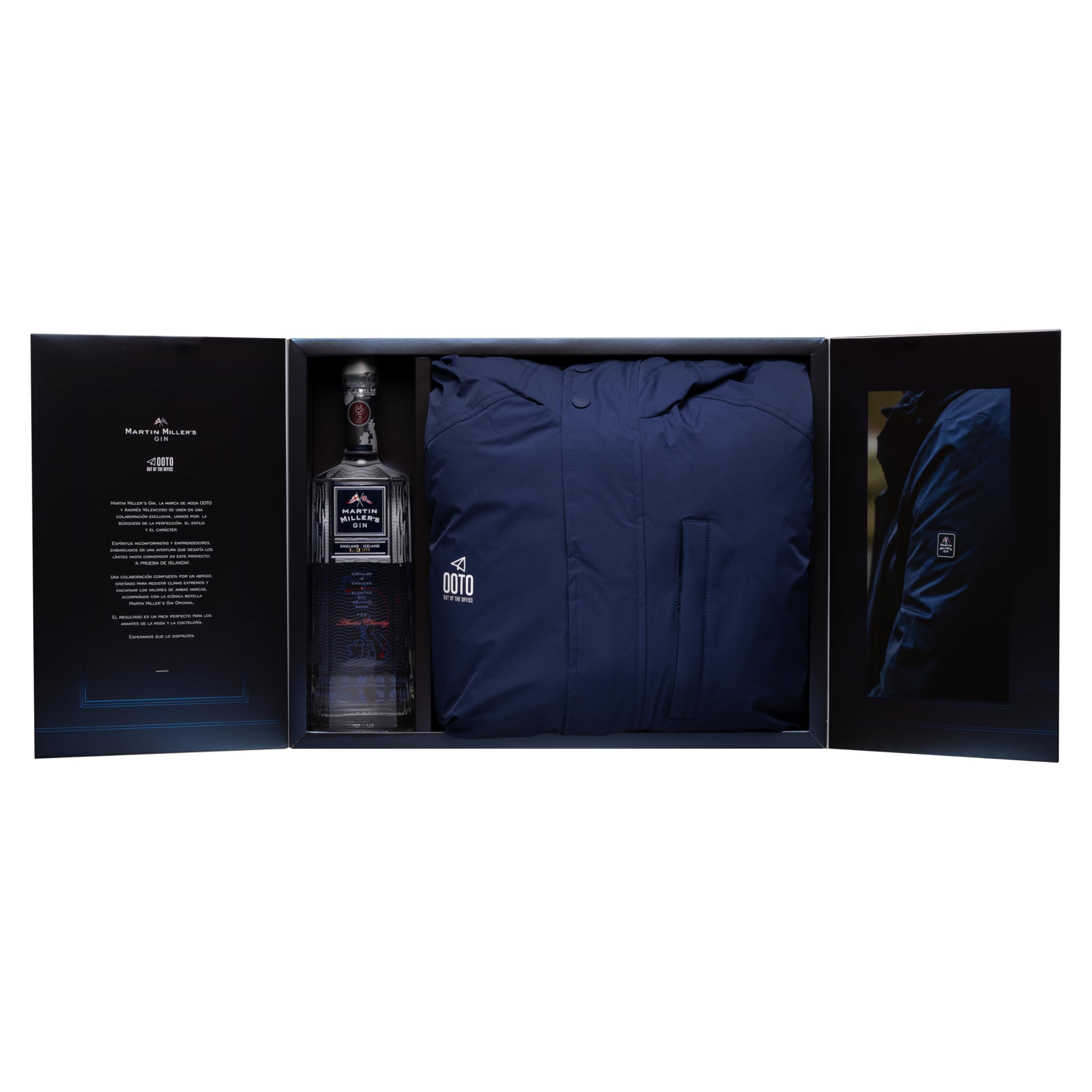 Martin Miller´s Gin - Pack Edición Especial Ginebra Botella 70ml + Abrigo OOTO 100% Polyester by Andres Velencoso, talla L - Pack Perfecto para Regalo
