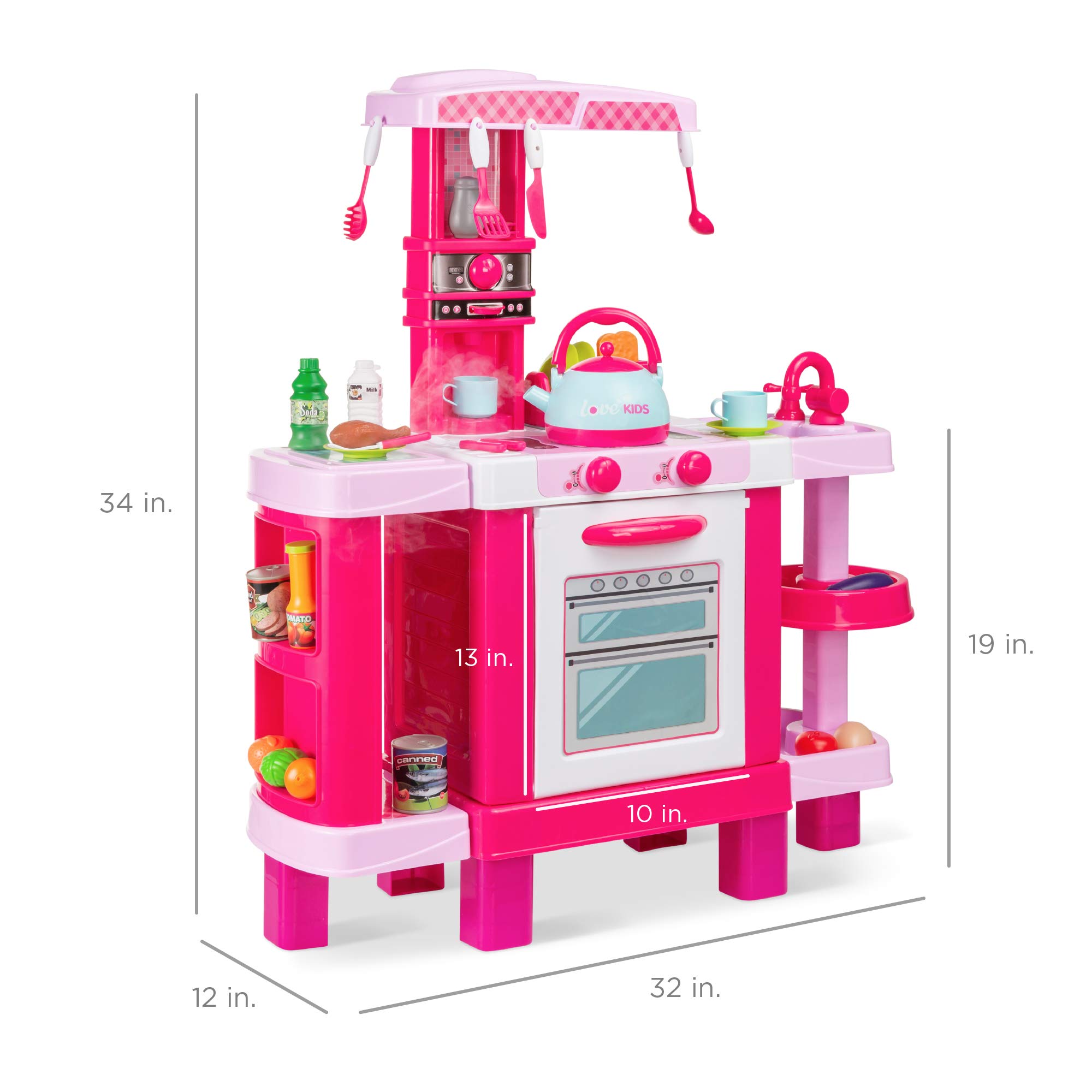Best Choice Products Pretend Play Kitchen Toy Set for Kids with Water Vapor Teapot, 34