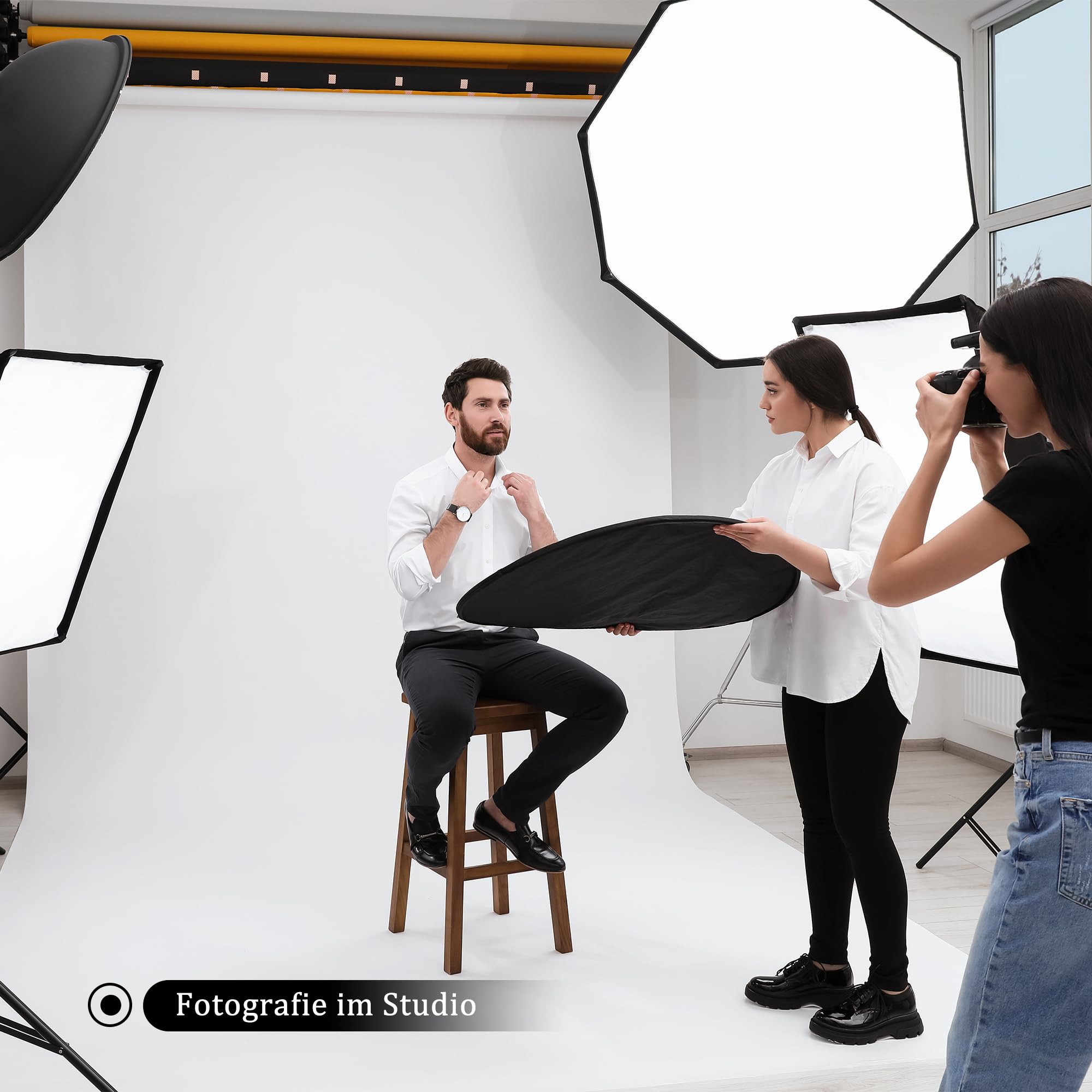 Kavier Papier de fond blanc 1,35 x 10 m - Rouleau de fond photo professionnel sans couture et sans reflets - Carton de fond de qualité supérieure pour studio photo, portrait et photographie de
