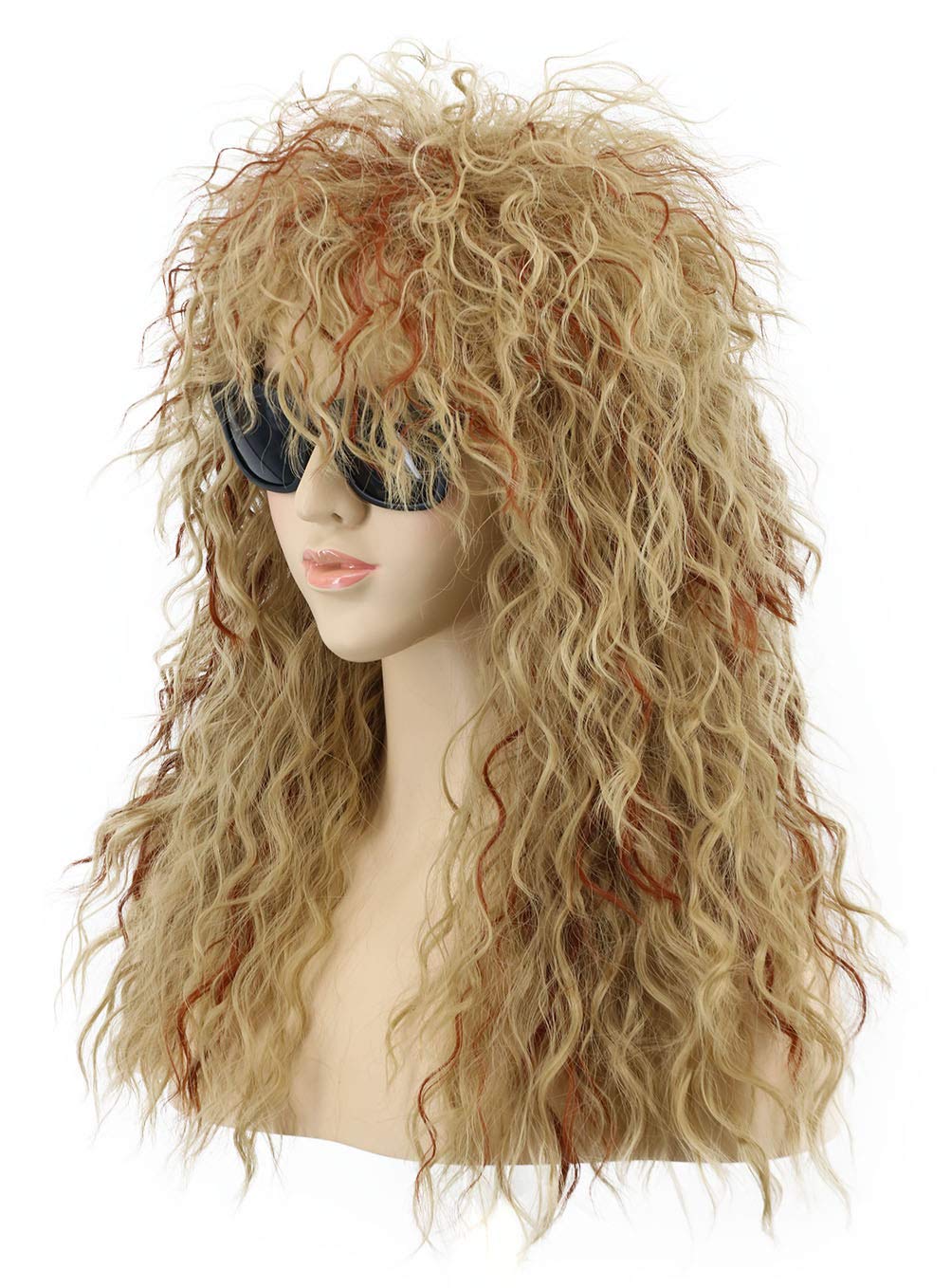 VGbeaty 70s 80s Rocker Mullet Wig Women Long Curly Wave Brown and Blonde Wig Halloween Party Cosplay Costume Wig - Image 2