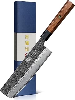 HOSHANHO 7 Inch Nakiri Knife, Ultra Sharp Meat Vegetable Cleaver Knife | Japanese High Carbon Steel Chopping Knife, Professional Asian Meat Vegetable Chef Knife with Ergonomic Rosewood Handle
