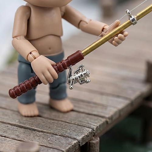 Miniatura 8 de Caña de pescar en miniatura para casa de muñecas, caña de pescar en miniatura, caña de pescar para decoración de casa de muñecas (0.492 in)