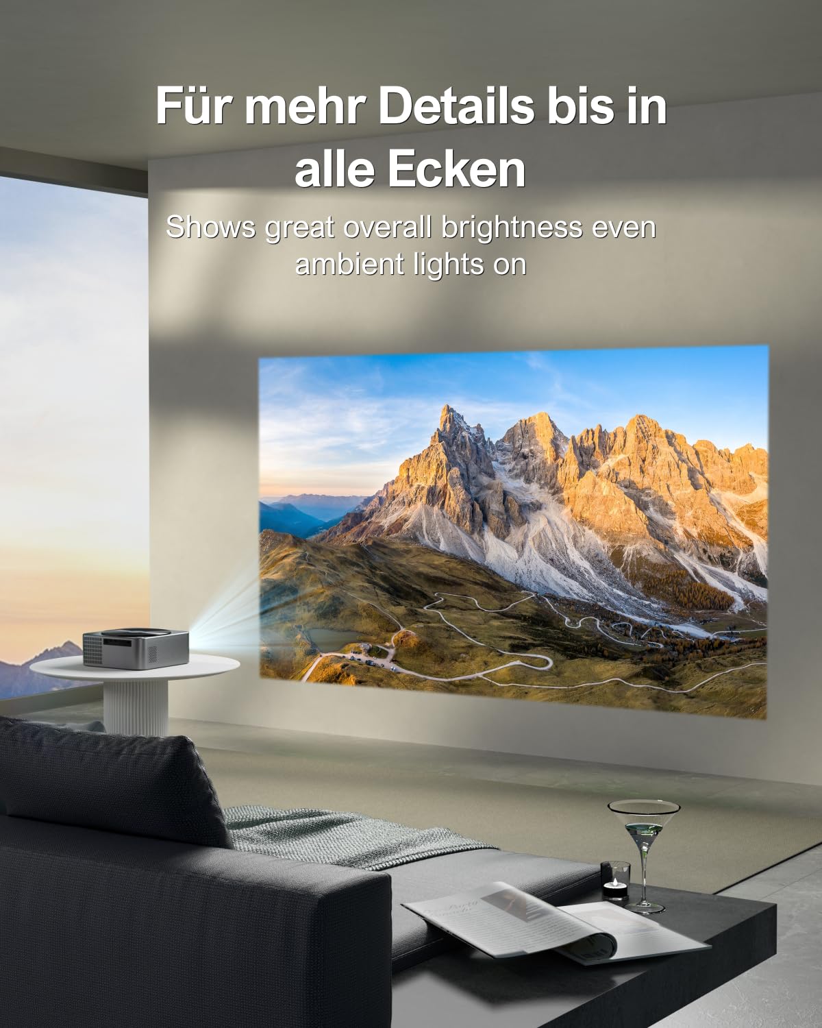 ULTIMEA Beamer WiFi Bluetooth Auto Fokus/Keystone, 700ANSI 21000 Lux, Overheadprojektor 4K, unterstützt Full HD 1080P, Nativ, Heimkino, tragbarer Projektor für iOS Android Phone/TV Stick/Switch