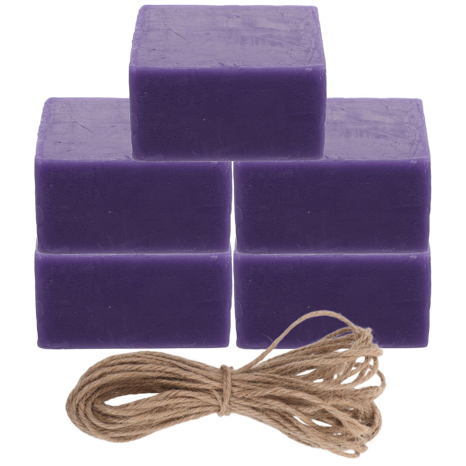 Kit para Elaborar Jabón Artesanal con Aroma a Lavanda y Uva, Fórmula Delicada para Piel Sensible, Incluye Cuerda de Yute Púrpura para Baño y Ducha
