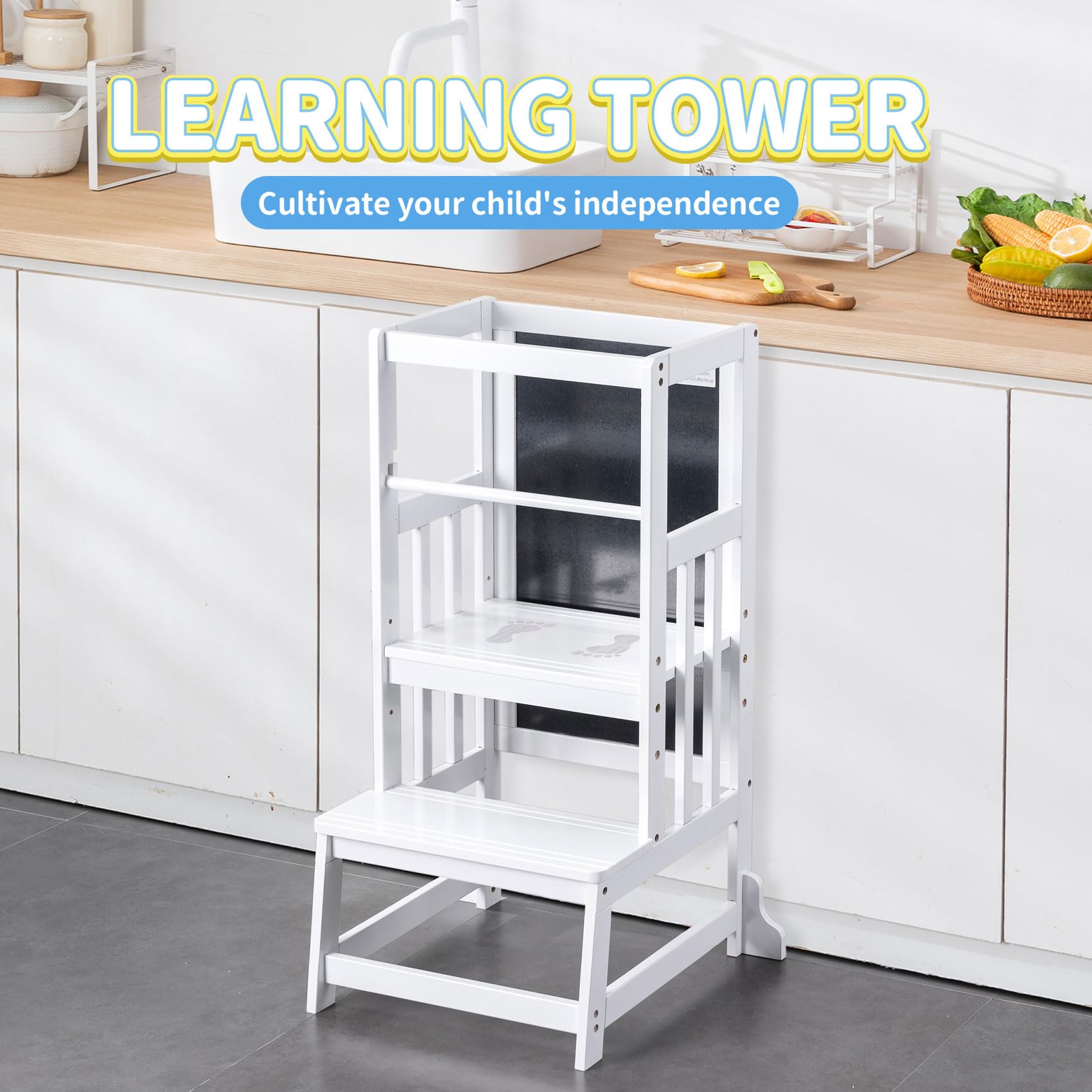 UNICOO® Bamboo Adjustable Height Kids Learning Step Stool, Toddler...