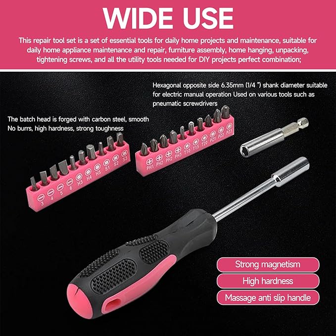 Kit de Herramientas Manuales de 39 Piezas, Color Rosa miniatura 6