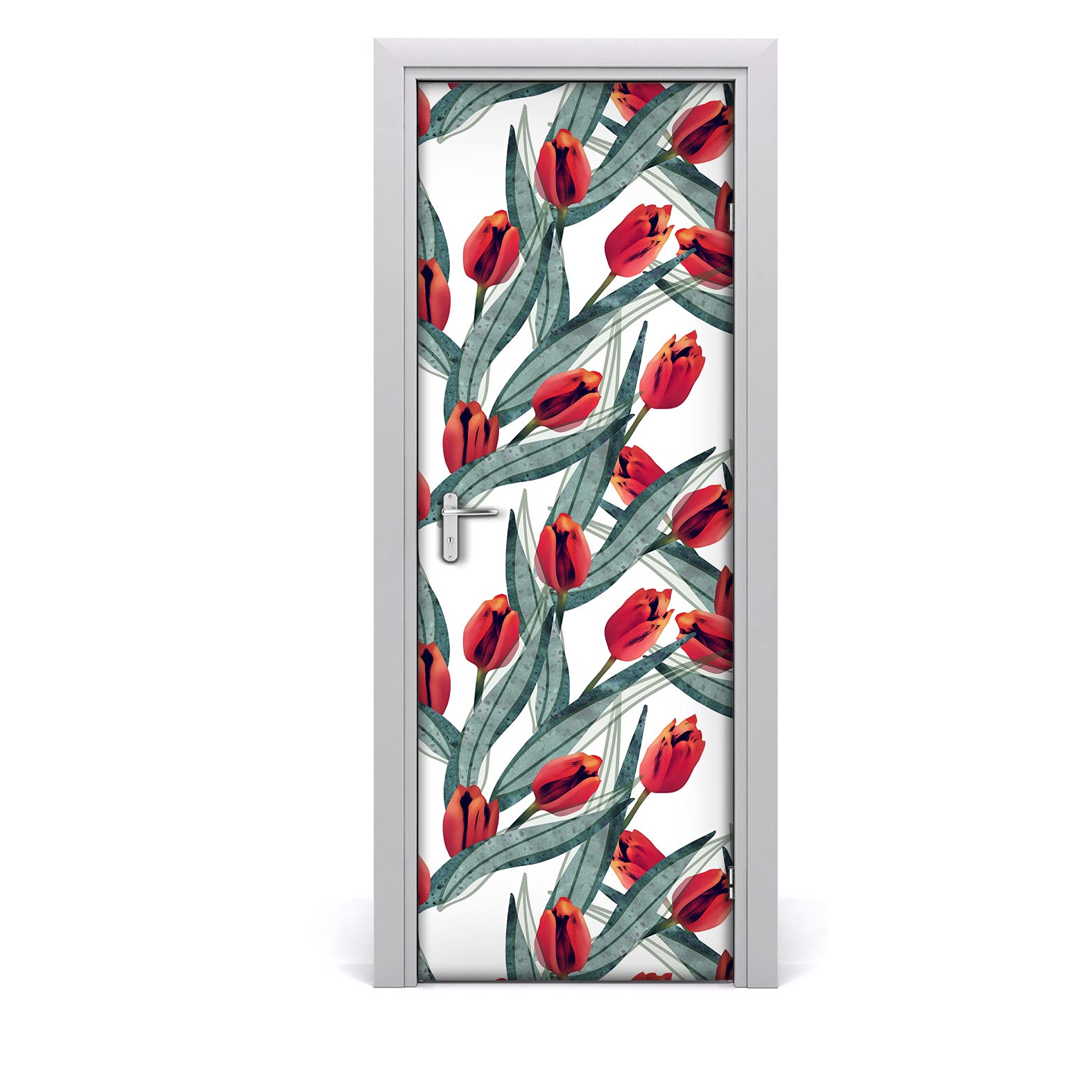Autocollant de porte auto-adhésif 77x200cm papier peint tulipes