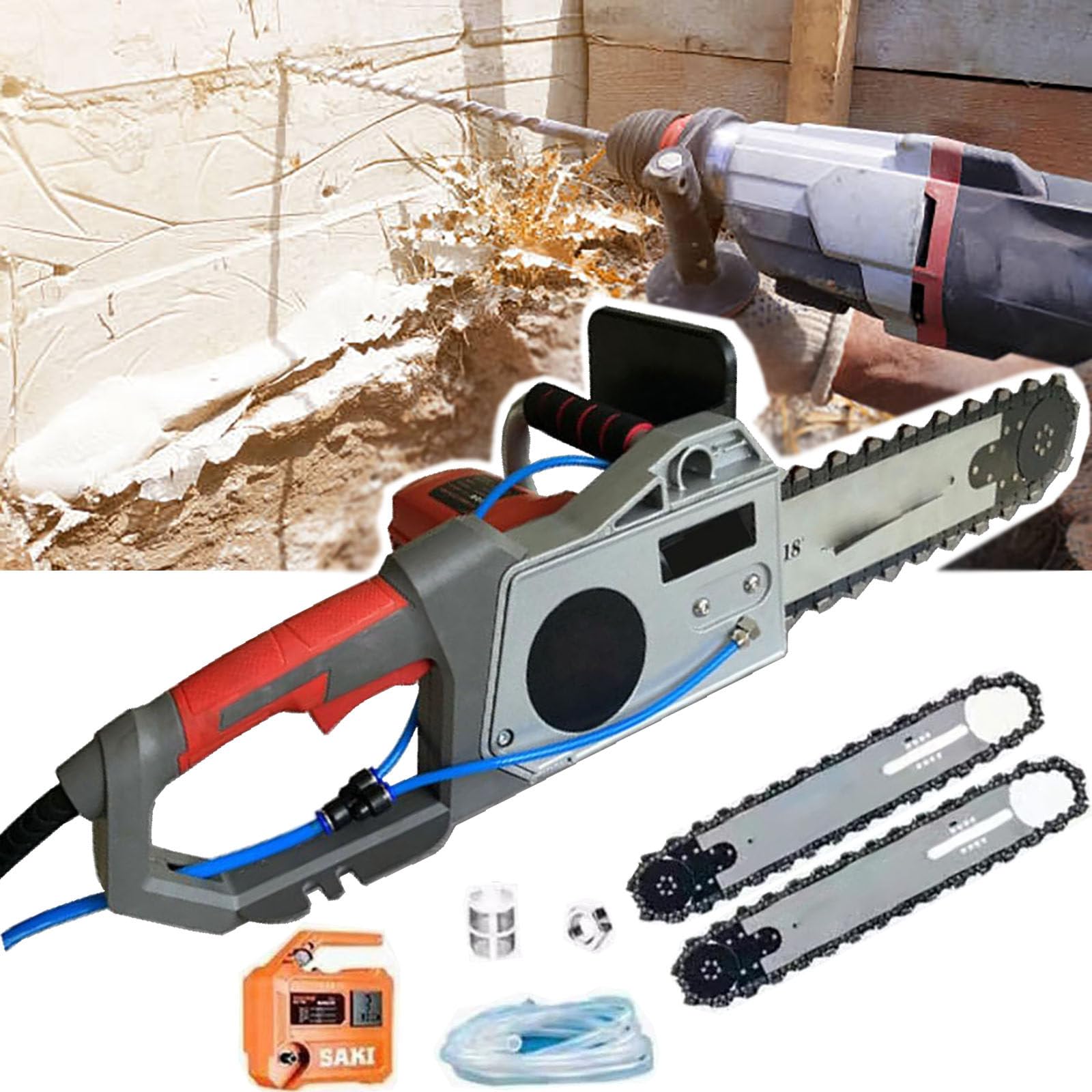 Elektryczna PiłA do Betonu, Silnik 5800 W, Przecinarka z Maks. GłęBokośCią CięCia 35 cm, PiłY Tarczowe na Mokro, w Zestawie PrzewóD Wodny, Pompa i Ostrze, do Kamienia, CegłY,350