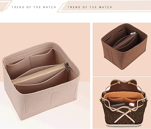 Miniatura 3 de Lckaey Organizador de bolso para NOE bolsa interior NOE BB bolsa de cubo Petit NOE NM bolsa de almacenamiento pequeña cremallera insert3053khaki-L