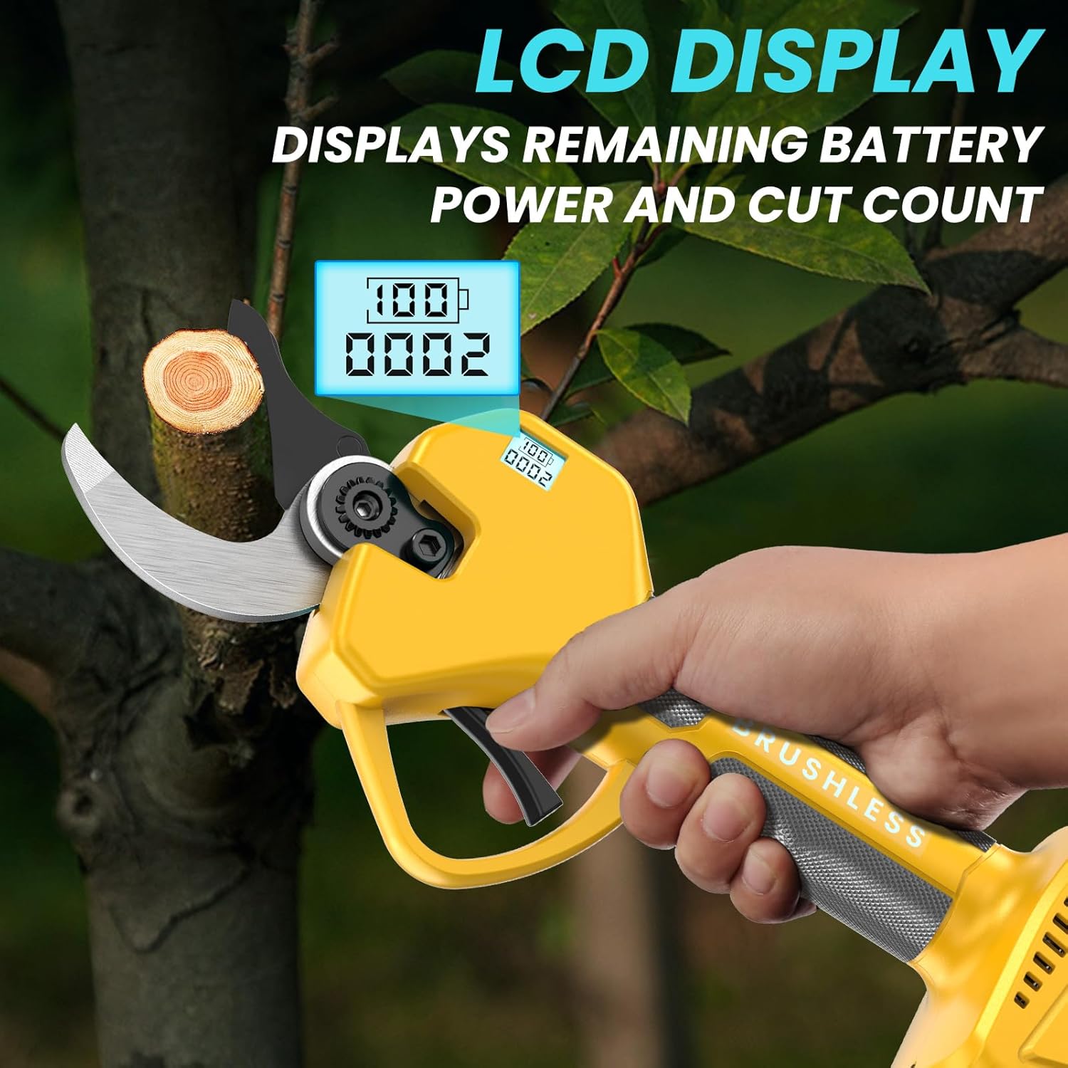 Electric Pruning Shears Cordless Pruner Shears Brushless 2.6 Inch Opening Size with 2 * 2Ah Battery Pruning Shears Garden Tool for Tree Trimming, Branch Cutter