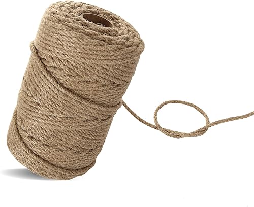 Cuerda de yute de 328 pies cuerda de yute de 0236in cuerda de yute gruesa natural de 4 capas cuerda de cáñamo resistente de 14 pulgada para poste de