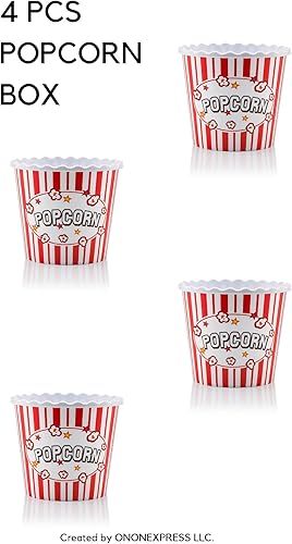 Miniatura 5 de Caja de plástico reutilizable de estilo moderno, recipientes para palomitas de maíz, cuencos para palomitas de maíz, juego para noche de cine (sin