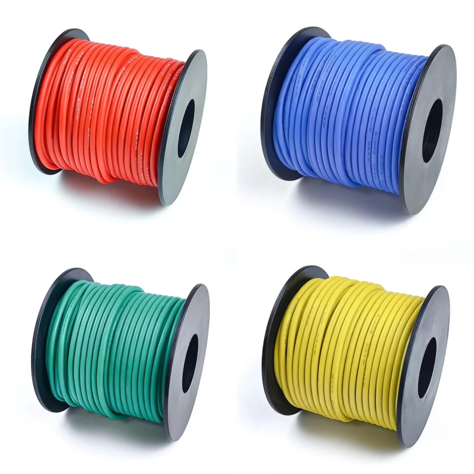 16/18/20/22/24/26/28/30 AWG Cavi elettrici torciati 16 di rame stagnato cavo flessibile in silicone connessione elettrica(Green; 20AWG 30M)