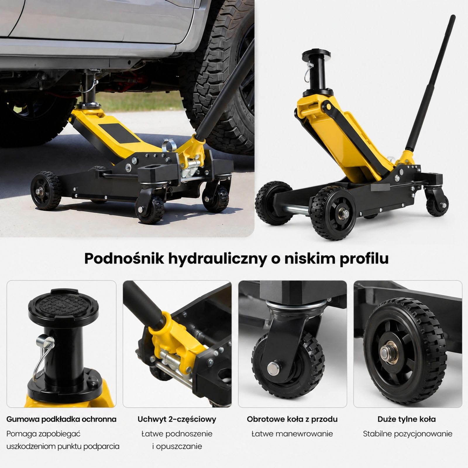 Hydrauliczny podnośnik samochodowy 3 t z konstrukcją aluminiowo-stalową, pompą dwutłokową do szybkiego podnoszenia i kolumną wysuwaną do SUV-ów i pickupów