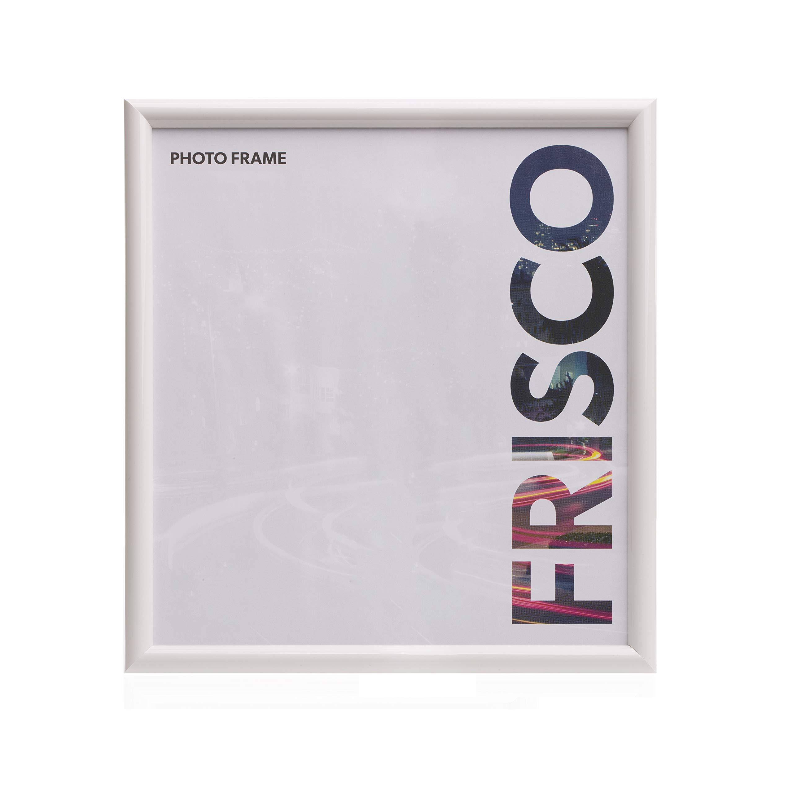 Kenro White Frisco Plastic Picture Frames (Box Of 1) - 8X8 Inch / 20X20cm Freestanding Or Wall Hanging Stylish Photo Frame With Glass Front