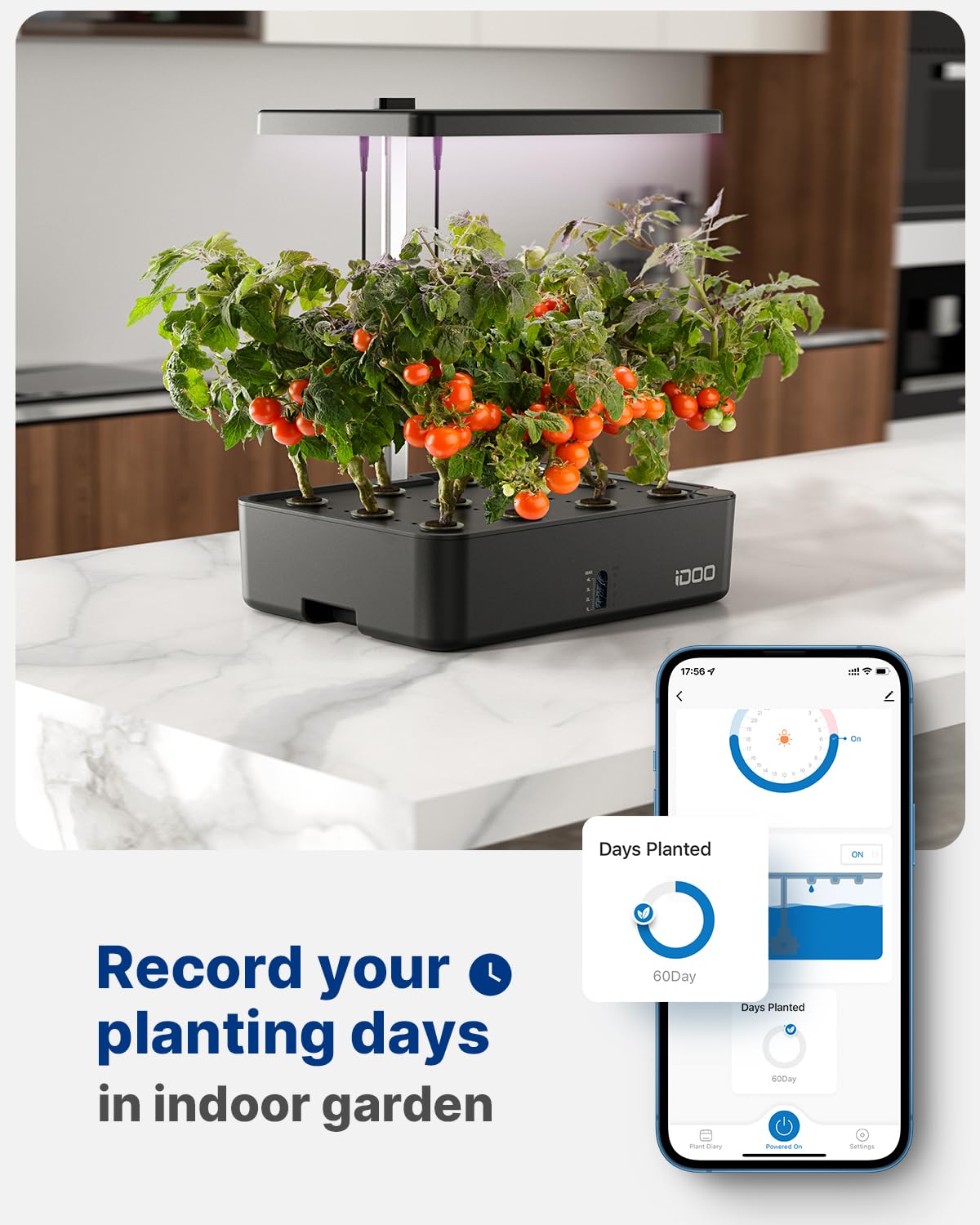 iDOO Système de Culture Hydroponique Wi-Fi Jardin Intelligent Potager Interieur 12 Pods Hauteur Ajustable