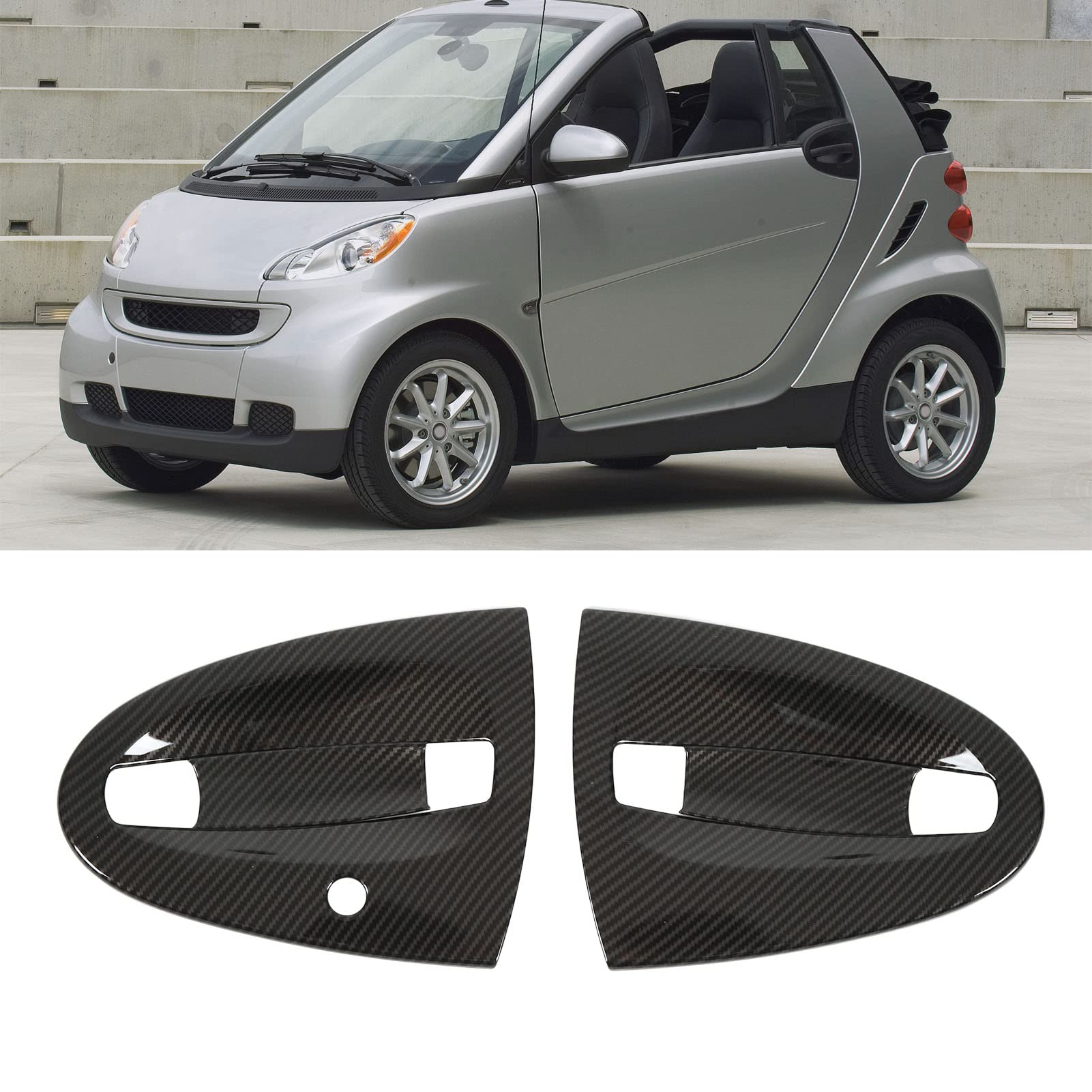 Carbonio Smart Smart 451 Carbon 4 Pezzi Di Toppe Per Maniglie Esterne Per Auto, Copri Maniglia Smart 451, Copertura Maniglie Porta Smart 451