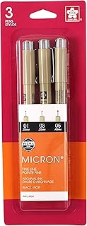 Sakura 30061 3-Piece Pigma Micron Blister Card Ink Pen Set, Black