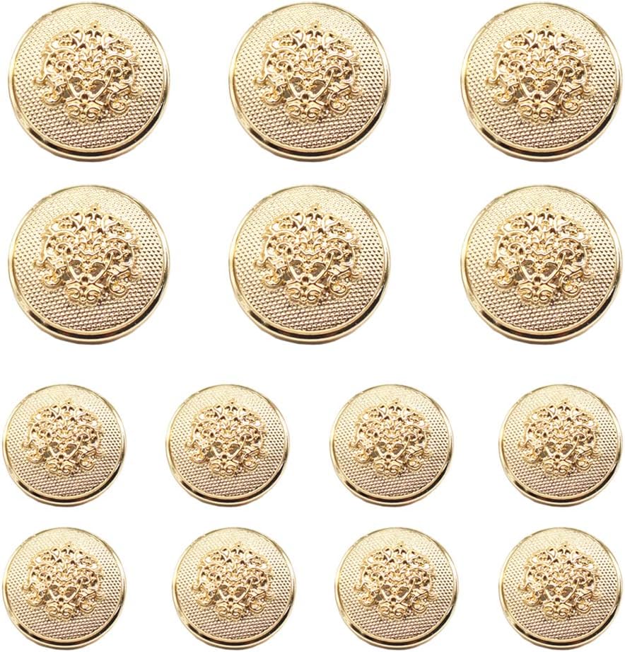 YaHoGa 14pcs Gold Buttons for Men's Suits and Blazers - 20mm 15mm Metal Shank Set for Sewing Sport Coats (MB20080)