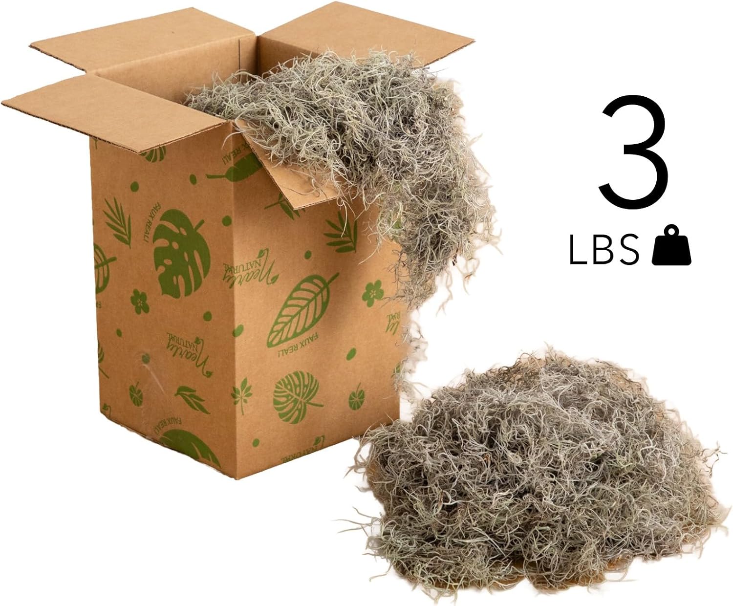 Nearly Natural 3 lb Natural Spanish Moss Bulk Bundle for Faux Plants