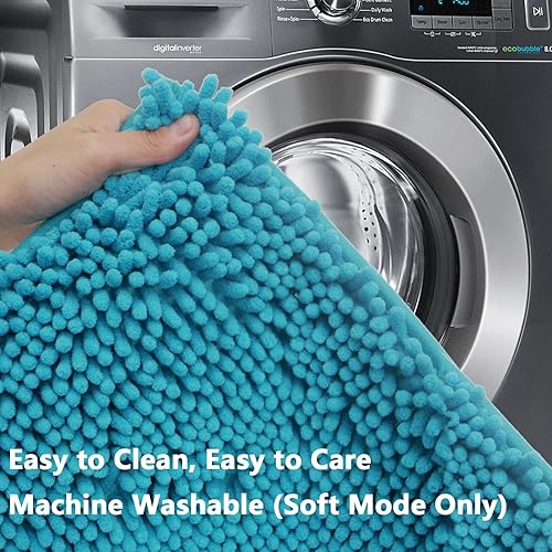 Miniatura 8 de Juego de 2 alfombras de baño de felpilla extrasuave absorbente, alfombra de baño con parte inferior antideslizante, alfombras de baño lavables a