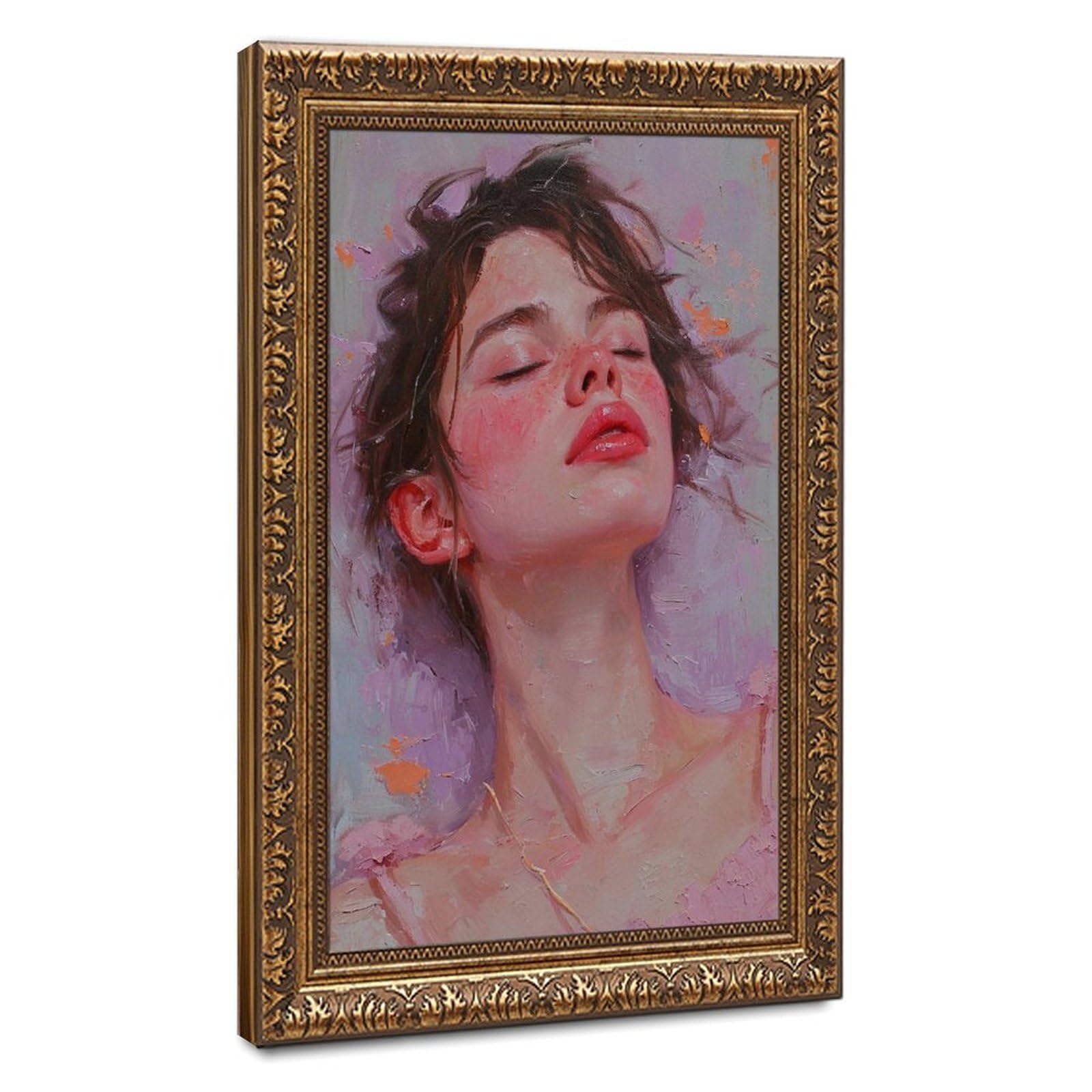 Bareronor Pastel Preppy Girl Portrait Canvas Poster Bedroom Decor Landscape Office Room Decor Gift 20" L X 30" W