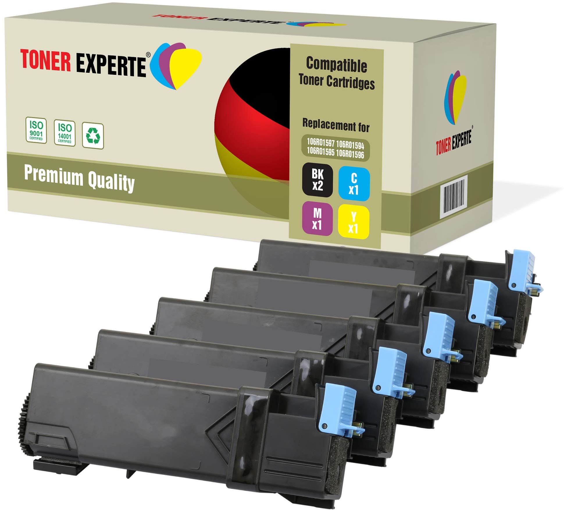 TONER EXPERTE Pack de 5 Compatibles 106R01597 106R01594 106R01595 106R01596 Cartuchos de Tóner Láser para Xerox Phaser 6500, 6500DN, 6500N, 6500VDN, WorkCentre 6505, 6505DN, 6505N