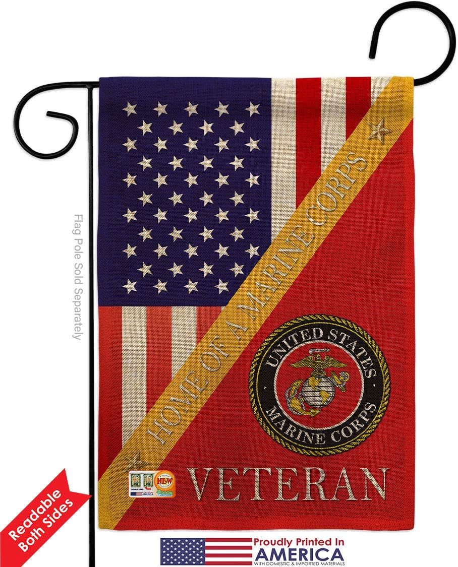 Home of Marine Corps Burlap Burlap Garden Flags Pack Armed Forces USMC Semper Fi United State American Military Veteran Retire Official USA Applique Small Gift Yard House Banner Double-Sided 13 X 18.5
