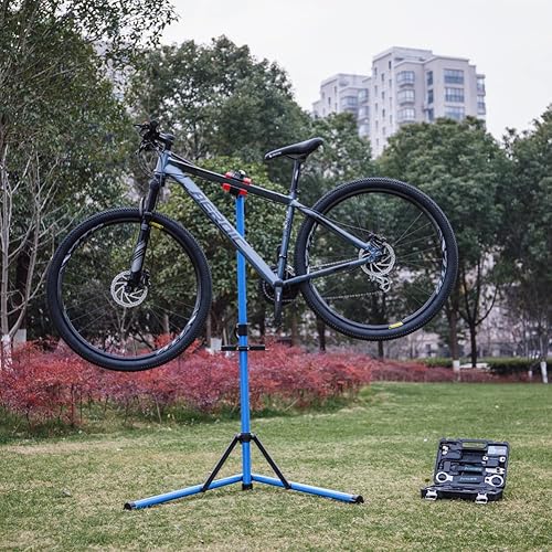 Miniatura 3 de TINKLE WELL Soporte de reparación de bicicleta, soporte de bicicleta resistente con cabezal de abrazadera soldada, máximo 55 libras, dispositivos de