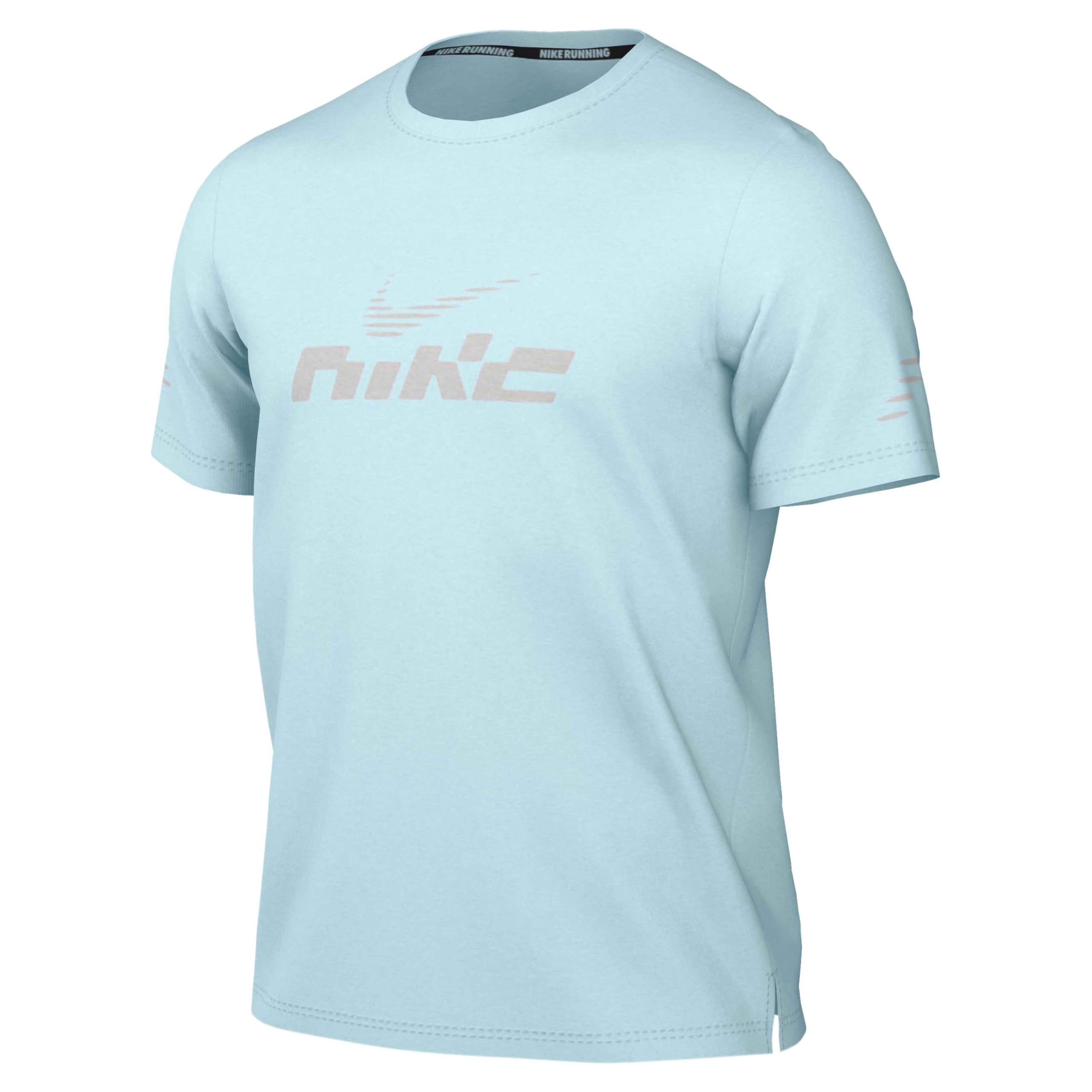 Nike Miler Flash Nike Dri-Fit UV IB4127-474 - Maglia da Corsa da Uomo, a Maniche Corte, Colore Blu Glacier/Argento Riflettente, M