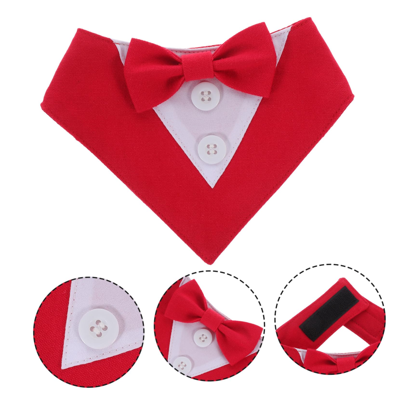 VICASKY 4 Pièces Bandana Chien Mariage avec Nœud Foulard Élégant pour Fête et Cosplay pour Chiot et Chat XS Rouge Accessoire Costume Cérémonie