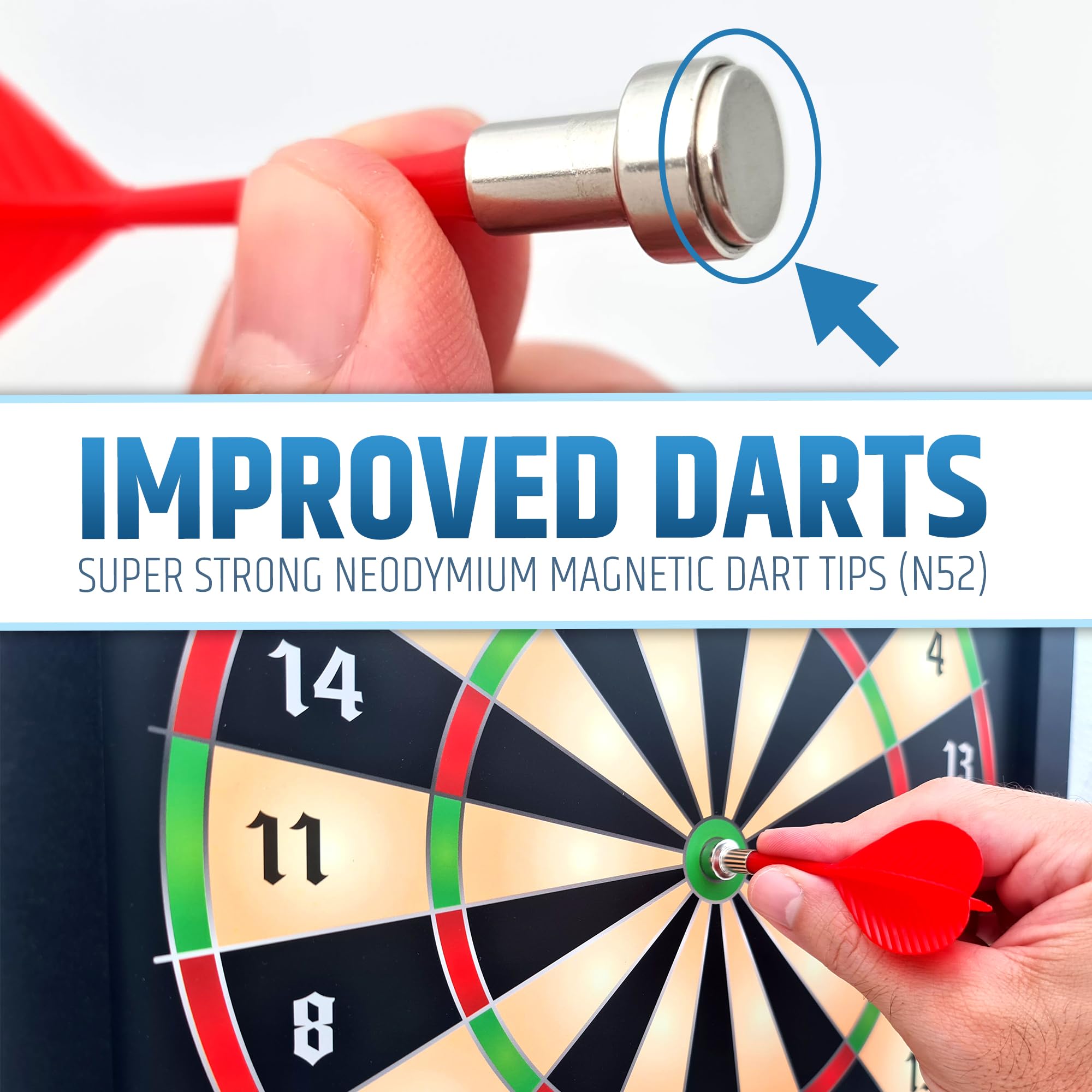 Large & Safe Magnetic Dart Board (Wooden Frame) for Kids & Adults, Fun Game for Up to 4 Players - Image 4